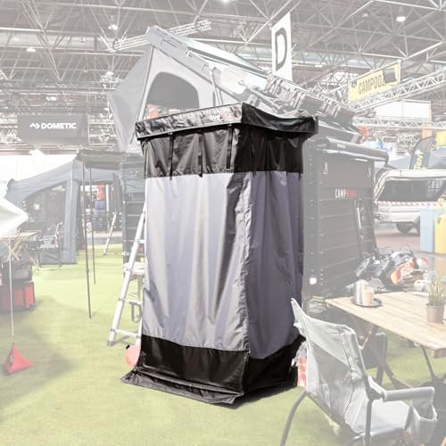 CAMPWERK Duschzelt – Höhenverstellbar (175-215 cm) mit Regenhaube, LED-Beleuchtung – Perfekt für Camping & Outdoor