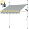 tillvex Klemmmarkise 300cm Hellgrau mit LED & Handkurbel Balkon | Balkonmarkise ohne Bohren | Markise UV-beständig & höhenverstellbar | Sonnenschutz wasserdicht (Hellgrau mit LED, 300cm)