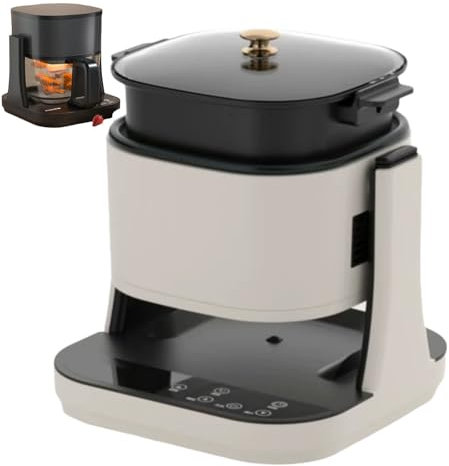 3 in 1 Air fryer with Multi Function (5.5 Air Fryer & 1.5L Grill Pan & 3L Hotpot), Electric Air Fryer Adjustable Temperature, Timer, Transparent Bowl for Family & Party Use White