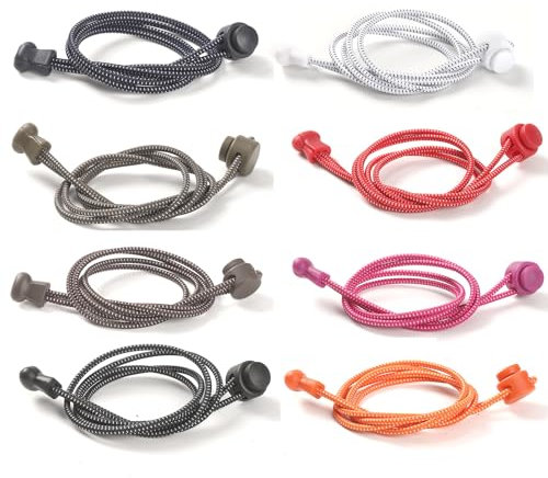 Qiundar Elastische Schnürsenkel mit Schnellverschluss, 8 Paar Schuhbänder Ohne Schnüren Schnellschnürsystem Kinder für Sport, Jugend & ältere Menschen (8 Farben)