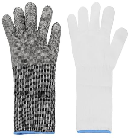 RETUOLWAG Levels 5 Schnittfester Handschuh Verbessertes Edelstahlgeflecht Metallhandschuh Für Köche Küche Fleisch Schneiden Austern Schälen Schützende Armstulpen