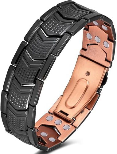 Jeracol Kupferarmband Herren – mit 3 Ultra-starken Magneten, 99% reines Kupfer, maskulines Design, Magnetarmband mit Größenanpassungswerkzeug und Schmuck-Geschenkbox