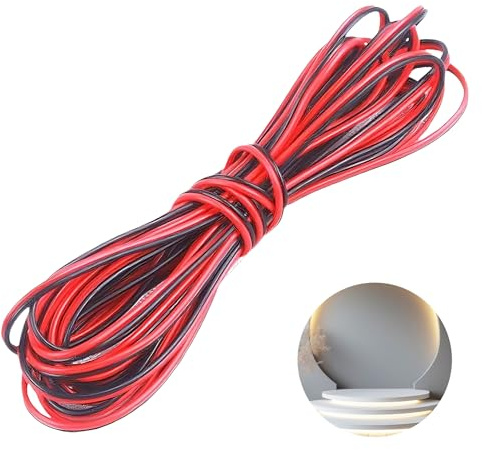 10 mètres Câble électrique flexible 22AWG 2 fils rouge et noir en cuivre étamé avec isolation double en PVC pour bande LED, appareils électroménagers et diverses applications