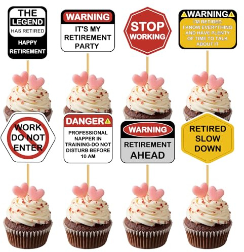 40-teiliges Set Cupcake-Topper zum Thema Ruhestand – Lustige, farbenfrohe, nicht essbare Tortendekorationen mit herzerwärmenden Motiven für Ruhestandsfeiern und als Tortenaufsätze