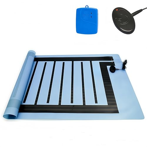 Alarma Enuresis, 55 x 90 cm Almohadilla de Alarma de Enuresis para Personas Mayores con Incontinencia con Alcance de Detección de 30 Metros Alfombrilla de Orina para Entrenamiento para Ir Al Baño