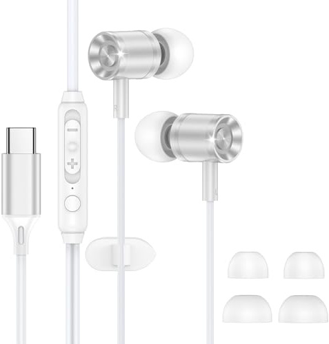 Ouorkee USB C Kopfhörer In Ear Kopfhörer mit Kabel, USB C Ohrhörer | Klinkenstecker Earbuds Bässe Earphones für iPhone 17 pro max 16e 15 Pro, iPad, Samsung S26 S25 Ultra S24 S23 FE S22 A53 A54