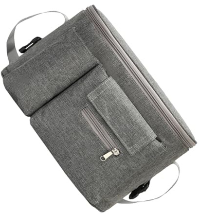 WESIEVYA Paquet à Langer Multifonction pour Poussette, Pochette Suspendue Imperméable Grise, Organisateur Compartiments pour Biberon, Jouets et Articles de Bébé, pour Voyage et Rangement