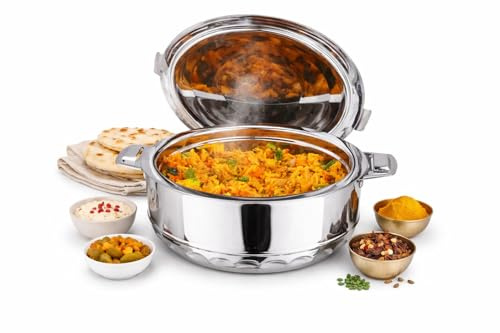 Stainless Steel Insulated Single Hot Pot, 3500ml Thermal Serving Bowl, Keeps Food Hot & Cold for Long Hours, Elegant Food Warmer, Unique Locking System, Casserole Double Wall Hot Pot