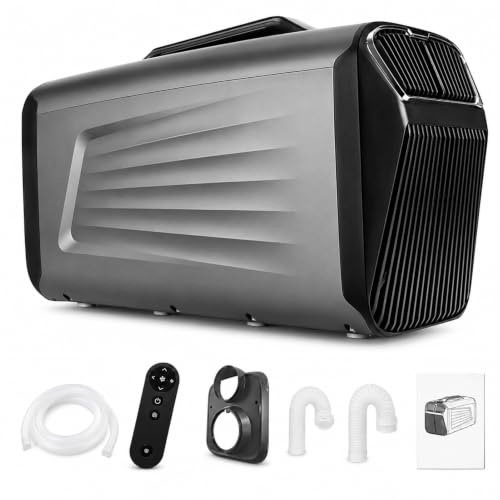 JIMINHUIXIN Aire Acondicionado Portátil 5200 BTU, 12V/24V/220V Climatizador Silencioso para Camping Caravana Camper Tienda, 400W Bajo Consumo con Compresor, 4-en-1 Frío Deshumidificador Ventilador