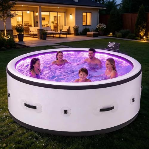 Spa Gonflable Rond 4–6 Places, 206 cm, Gonflage Automatique et Chauffage