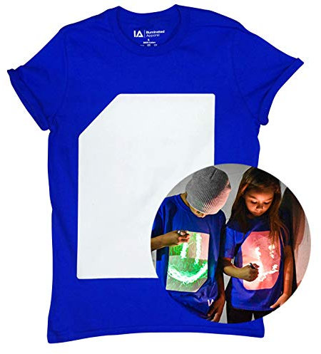 Illuminated Apparel Camiseta con diseño Interactivo con luz Que Brilla en la Oscuridad (Azul/Verde, XL)