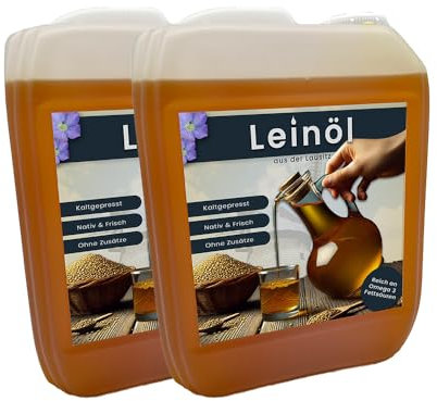 10 Liter Leinöl Leinsamenöl frisch nativ kaltgepresstes Leinöl für gesunde Energie 2 x 5 Liter