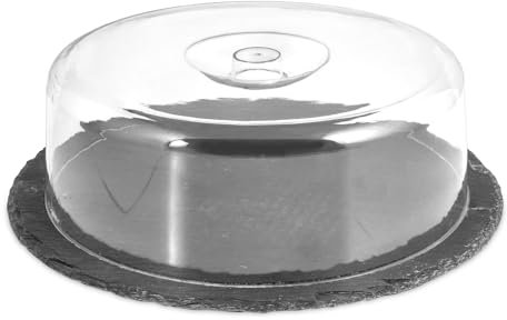 H&H Porta Formaggio Rotondo con Vassoio in Ardesia, 30 cm