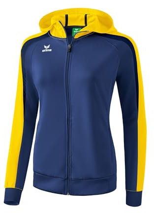 ERIMA Damen Jacke Liga 2.0 Trainingsjacke mit Kapuze, new navy/gelb/dark navy, 46, 1071855