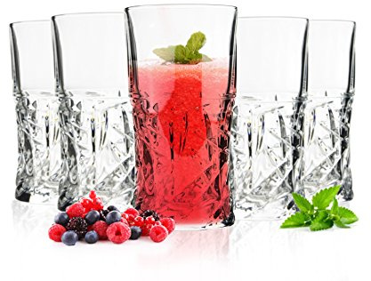 Sendez 6er Set Elegante Trinkgläser mit Relief-Schliff – 250 ml – Hochwertige Kristallglas-Optik für Wasser, Säfte, Longdrinks & Cocktails – Spülmaschinenfestes Set für Alltag & besondere Anlässe