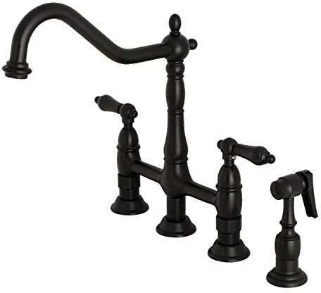 Kingston Brass KS1270ALBS Heritage Kitchen Faucet, 8-9/16, Matte Black