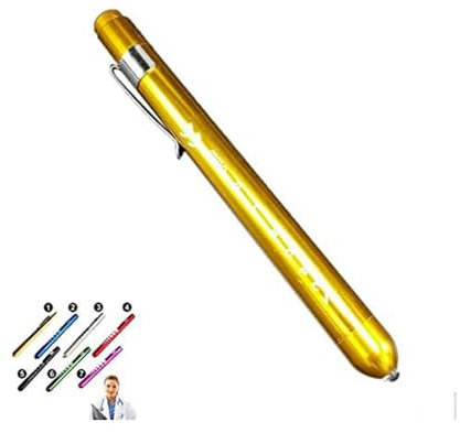 Mini bolígrafo linterna linterna super herramienta diagnóstico médico Penlight, Mini reutilizable linterna LED linterna Pen linterna para Doctor Enfermera EMT Emergencia (oro, 1 paquete)