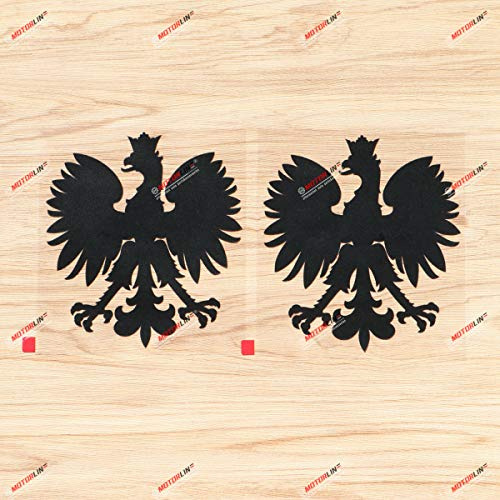 2er-Set Schwarz, 10,2 cm Polnischer Adler Decal-Aufkleber, Wappen Polens (Herb Polski), polnische Flagge, Auto-Vinyl, schlichte Ausführung