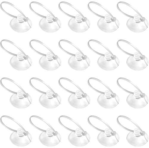 FEBSNOW Aquarium Suction Cups - 20 Pcs Fish Tank Suction Cups Aquarium Suction Cup Clip Suction Hooks with Adjustable Cable Ties for Plants, Planter, Binding Moss Shrimp Nest