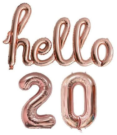 DIWULI Hello 20 Luftballon Roségold Geburtstag Dekoration