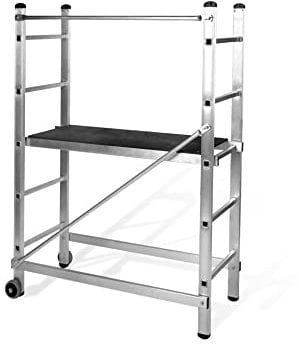 VITO Mehrzweckgerüst (VIAM), Gerüst Aluminium Mehrzweckgerüst, Arbeitshöhe 3 m, Platte 110 x 40 cm, 2X 5 Stufen, 12,5kg, Arbeitshöhen: 3, Einfache Montage ohne Werkzeug