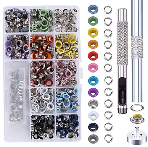 AILANDA 360pcs Ösen 6mm Ösenzange Set mit Aufbewahrungsbox Tülle Werkzeug Ösen Set für Planen Leder Gürtel Schuhe Kleidung