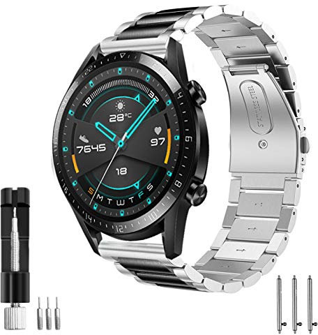 Aimtel Armband Kompatibel mit Huawei Watch GT 4/GT3/GT 2 46mm Armband/Huawei Watch 3 Armband,22 mm Edelstahl Metall Ersatzarmband für Huawei GT 2e/H GT/GT 2 Pro/Active/Huawei Watch 3/3 Pro/4/4 Pro