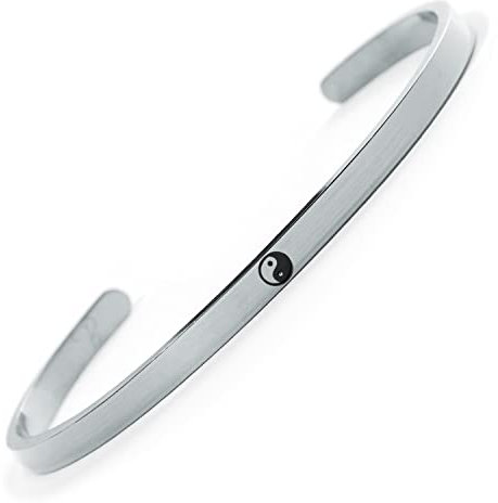 BERGERLIN Ying Yang Armband - Yin Yang Armreif aus Edelstahl in Silber