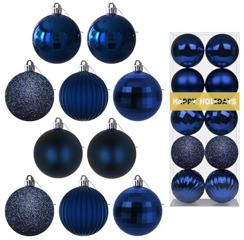 10PCS Christmas Balls Ornaments for Xmas Tree - Shatterproof Christmas Tree Decorations Large Hanging Ball Navy Blue 2.5 x 10 Pack