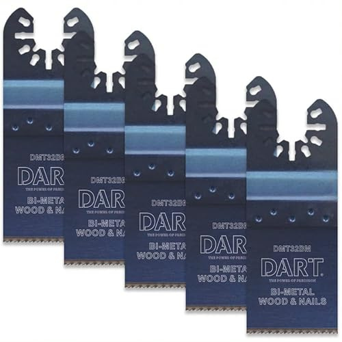 DART 44mm Bi-Metal Multi Tool Saw Blades 5 Pack - Saw Blades for Oscillating Multi Tools - Essential General Purpose Cutting Multi Tool Accessories - Bi Metal Multi-Tool Blades Fit Most Tool Brands