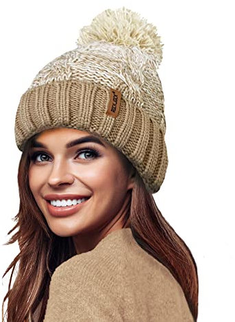 RockJock STORMACTIVE 100% wasserdicht Damen Unisex Chunky Ombre Warm Winter Teddy Fleece Gefüttert Gestrickte Pompom Beanie Mütze