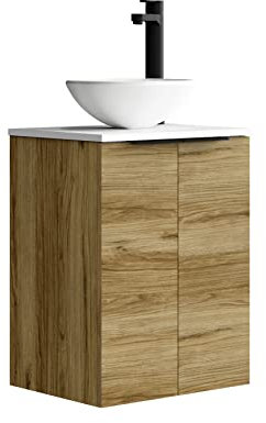 Baikal Conjunto De Mueble De Baño 45cm. Incluye Mueble con Lavabo. Melamina 16mm. Mueble MONTADO. Encimera + Lavabo. Sin Espejo 2 Puertas Teka
