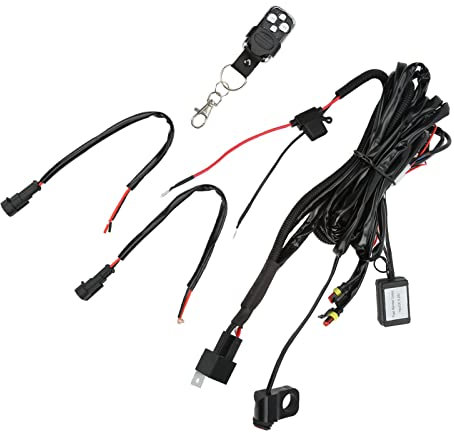 Kit de Arnés para Luces LED 12V con Interruptor y Control Remoto Compatible con Motocicletas y Vehículos Todoterreno para Luces Auxiliares Barras LED y Focos