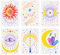 FINGERINSPIRE 6PCS Alchimie Sorcières Symbole Peinture Pochoir 29.7x21cm Évider Soleil Lune Étoile Dessin Pochoir Réutilisable Diamant Oeil Flèche Pochoirs pour DIY Scrapbook, Album Photo, Mur
