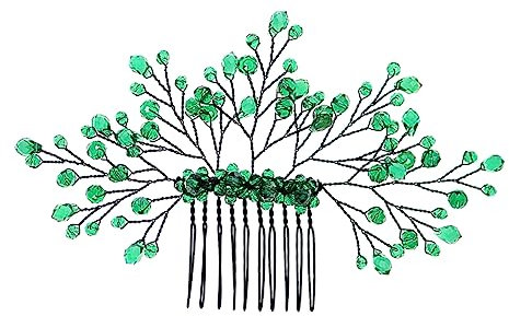 Beavorty Blattdekor Kamm Mit Grünen Zweigen Und Blättern Grüner Haarkamm Braut Haarspange Kamm Hochzeitskopfschmuck Für Die Braut Kristall Bankett Europäisch Und Amerikanisch Strasssteine
