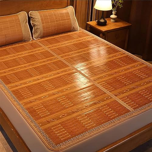 MMleYN SommerküHlung Schlaf-Pad, 190/195/200/220cm Doppeltes Bambus-Matte Bett Schlafen Pad, Atmungsaktiv Glatt, Bambusmatte Für Bett, Bambus-Bettmatte Für Heim Schule Schlafsaal (Size : L200xW180cm/