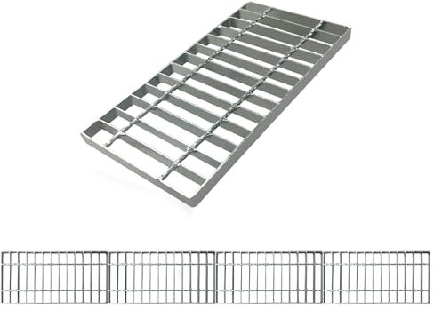 NATOTELA Griglia di scarico 400 x 200 mm, 4 confezioni, griglia standard da costruzione in acciaio zincato, per canalina di drenaggio della carreggiata, garage, fabbrica, fattoria, parcheggio