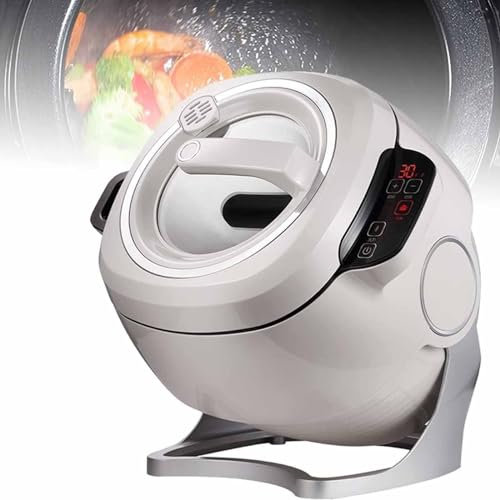 EKSED Máquina Cocción Automática 6l, Máquina Multifunción para Saltear, con Olla Antiadherente, Control Temperatura 3 Velocidades Y Dos Modos Cocción Opcionales, para Cocina Comercial Y Caser