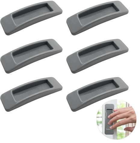 CANGCANG 6PCS Self-Stick Sliding Door Handles Window Cupboard Wardrobe Helper Auxiliary Handles,Self-Adhesive Handles for Cabinets Refrigerator Furniture Drawers (Grey)