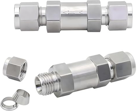 Einweg-Rückschlagventil aus 304 Edelstahl, 0,95 cm abnehmbares Kompressions-Rückschlagventil, Einweg-Rückschlagventil zum Anschluss von Rohrleitungen für Wasser, Öl, Gas, 2 Stück