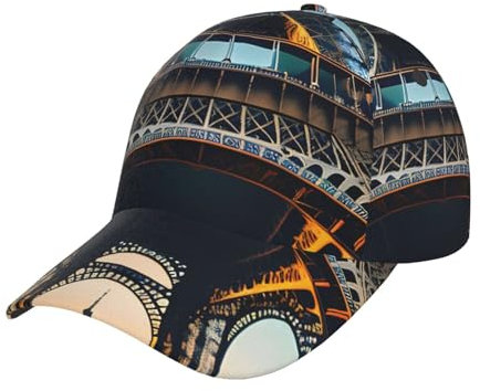 Paris Baseball-Kappe mit Eiffelturm-Motiv, verstellbar, atmungsaktiv, für den täglichen Gebrauch, Outdoor-Aktivitäten und Reisen, Schwarz, Einheitsgröße, Schwarz, One size