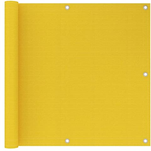Tidyard Écran de Balcon Jaune 90x500 cm PEHD, Pare-Vue Brise Écran d'intimité de Jardin, Brise-Vue pour Balcon, Extérieur, Terrasse