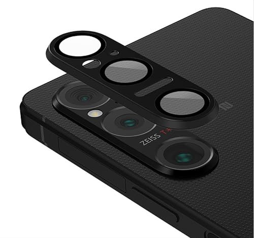 GIOPUEY [Kompletter Schutz Kameraschutz Kompatibel mit Sony Xperia 1 VI, [Doppelter Schutz] Metall Ring + Schutzglas, Kameraschutz - Black