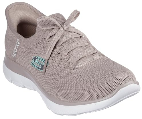 Skechers Damen Summits New Daily Slip-InTurnschuhe, Taupe Knit/Mint Trim, 40 EU