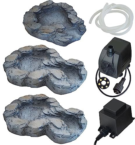 Gartenbrunnen Brunnen Bachlauf QUELLBACH Zierbrunnen Vogelbad Wasserfall Gartenleuchte Teichpumpe (7-GB02165V001-1)