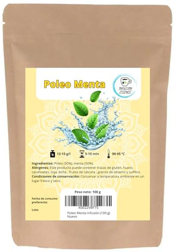 Infusion Essence - Infusiones a Granel Poleo Menta 100% Natural Mejora las Digestiones y la Respiración - Infusión de Menta Poleo Digestiva y Anti-resfriados 100g (50 Tazas)