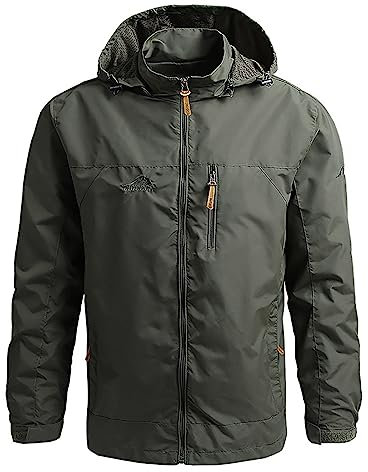 Rrongwn Veste de pluie pour homme - Coupe-vent ultra légère - Imperméable - Veste d'extérieur légère - Veste légère - Coupe-vent - Randonnée - Vélo - Veste softshell, bleu foncé, 5XL