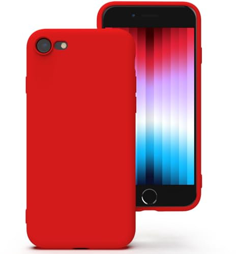 Zuvirelx Glatte Silikon hülle für iPhone SE 2020/2022, iPhone 8/7, Staubbeständig, Slim, Taschentauglich Handyhülle Cover Case für Apple iPhone SE 2nd 3rd - Rot