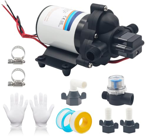 Triumilynn 2088-422-144 Pompa acqua 12V 3.3 GPM 45PSI, RV 1/2 MNPT per giardino, Yacht camper e altri sistemi di approvvigionamento idrico