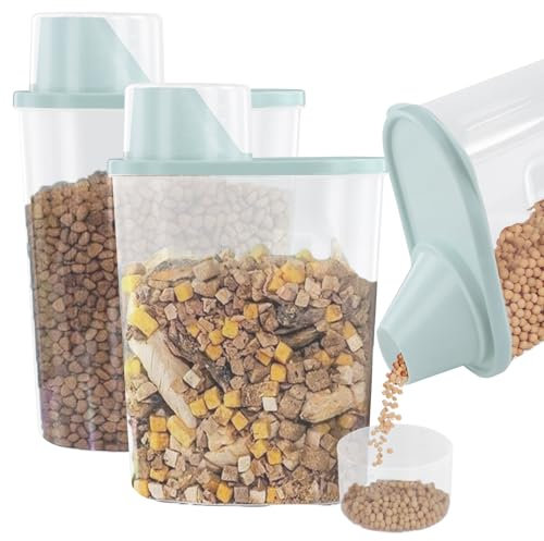 Dokeno 2PCS Contenedor Pienso 2,5 L, Contenedor Comida Perro con Vaso Medidor, Recipientes Herméticos para Comida para Perros, Envase de Plástico, para Cereales, Arroz, Perros, Gatos (26 * 15 * 8cm)